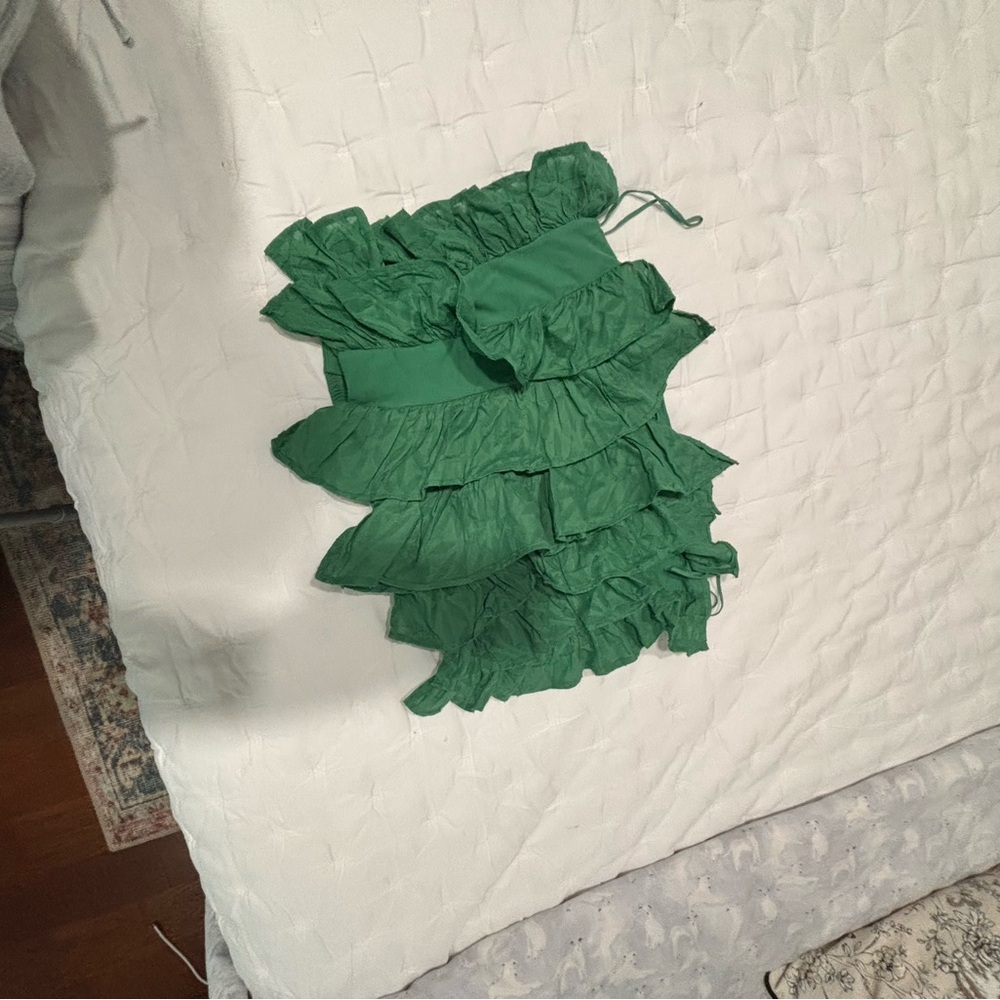 By Anthropologie Strapless Ruffle Top